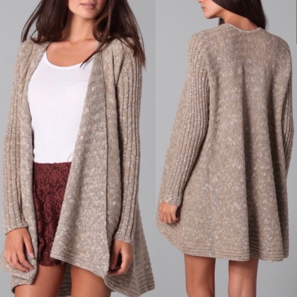 Free People Knit Beige Open Cardigan XS